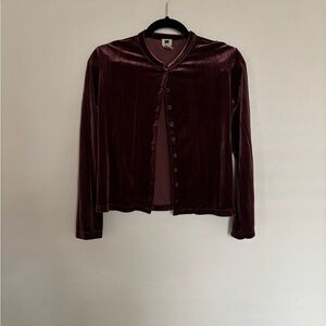 Velvet Burgundy Button-Up Cardigan